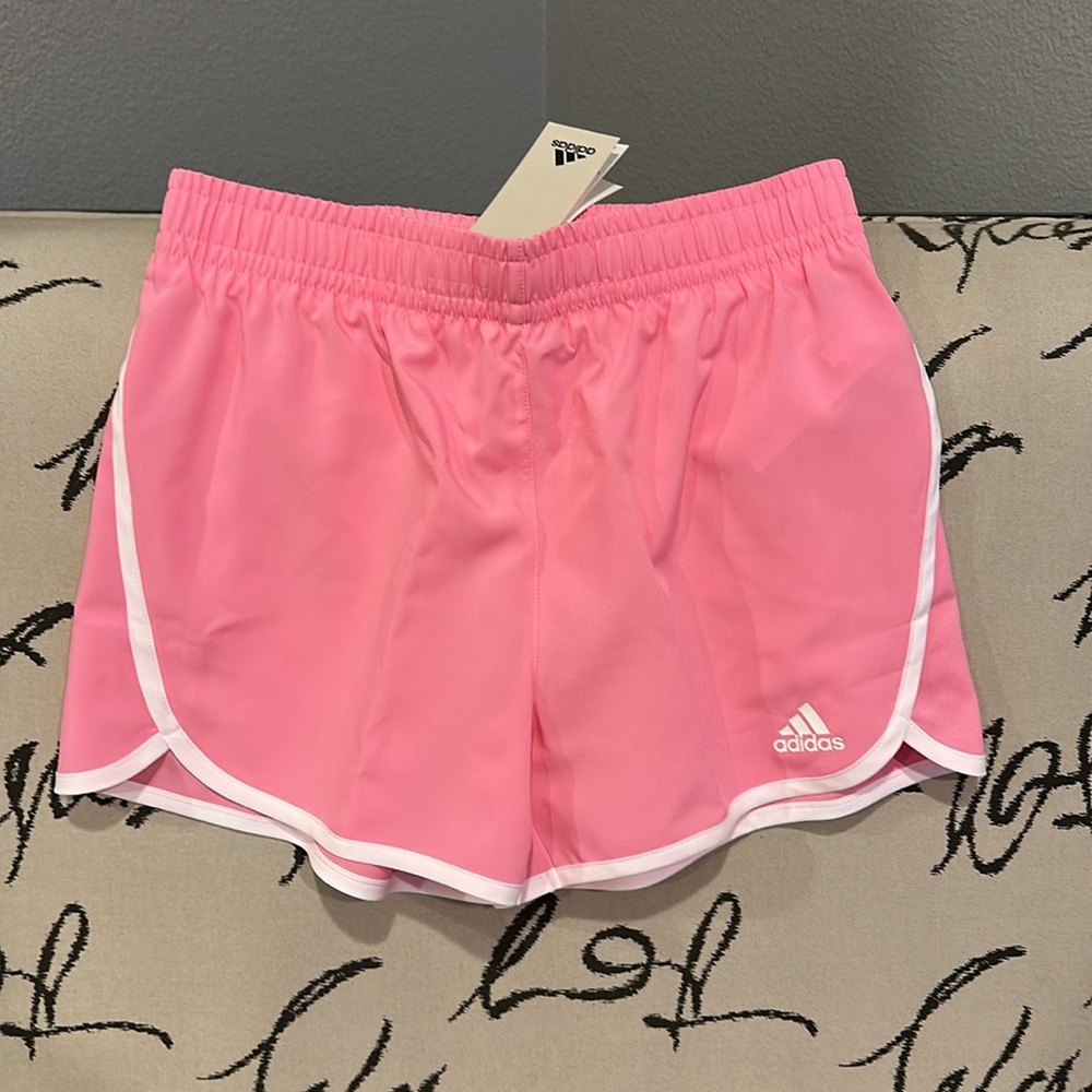 adidas Girls' Elastic Waistband Retro Woven Gym Shorts